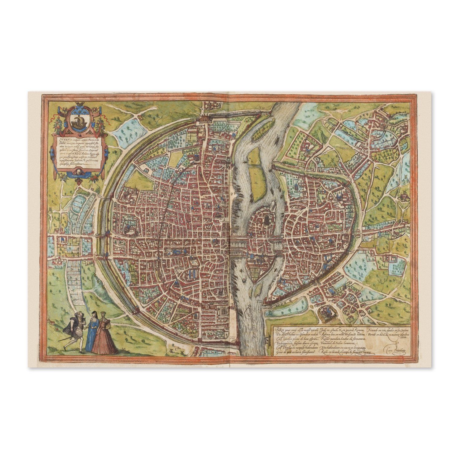 Paris 1572 Map vintage print